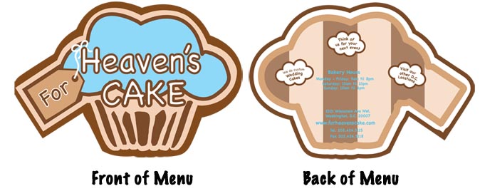 For Heaven's Cake Front and Back Menu